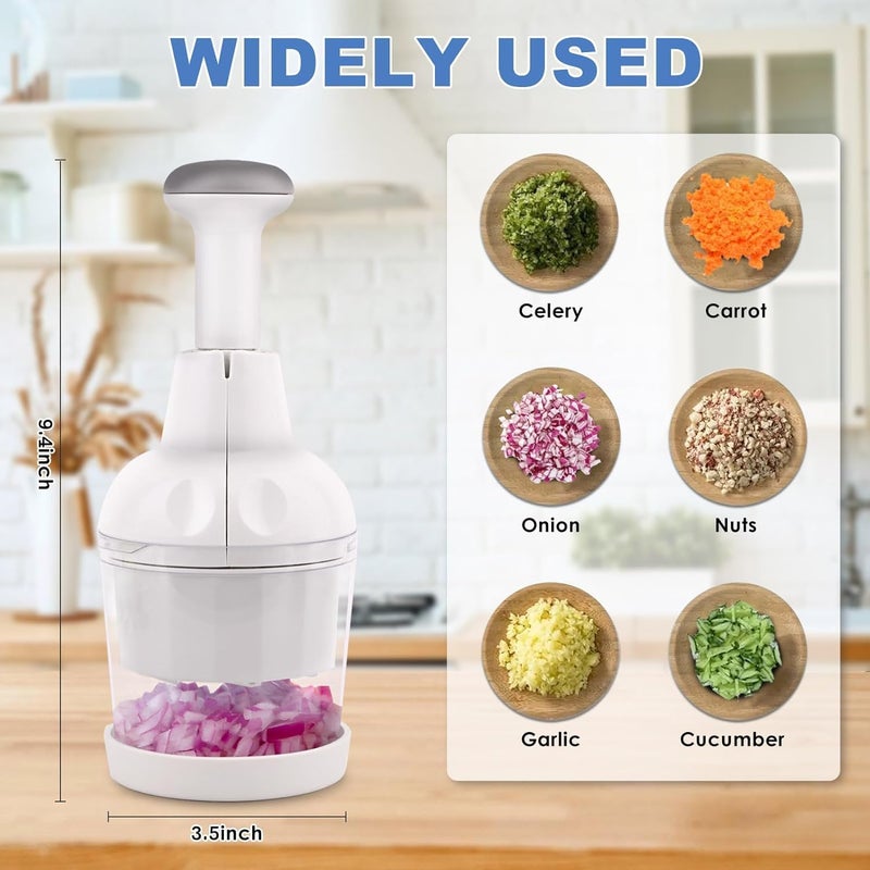 Longmann Pamperεd Chεf Food Chopper, Vegetable Chopper, Onion Chopper, Garlic Chopper, Nuts Chopper - Hand Chopper For Vegetables Salads Fruits, Nuts. Dishwasher-safe, White, Easy to Clean - Image 4